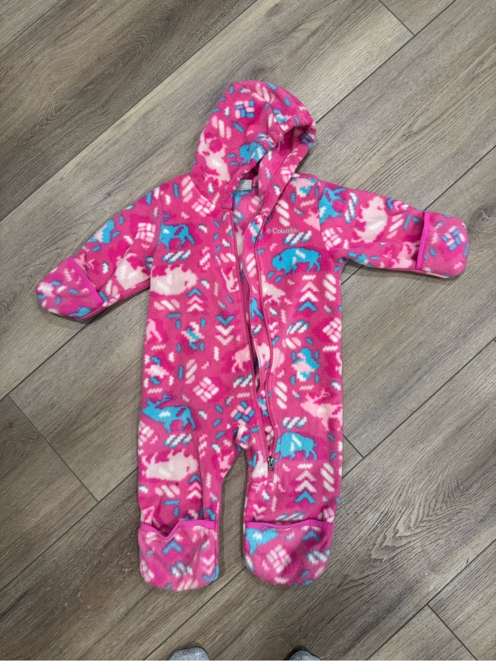 Columbia Pink Fleece Hooded One-Piece for Kids